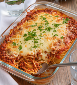 Baked Cream Cheese Spaghetti Casserole